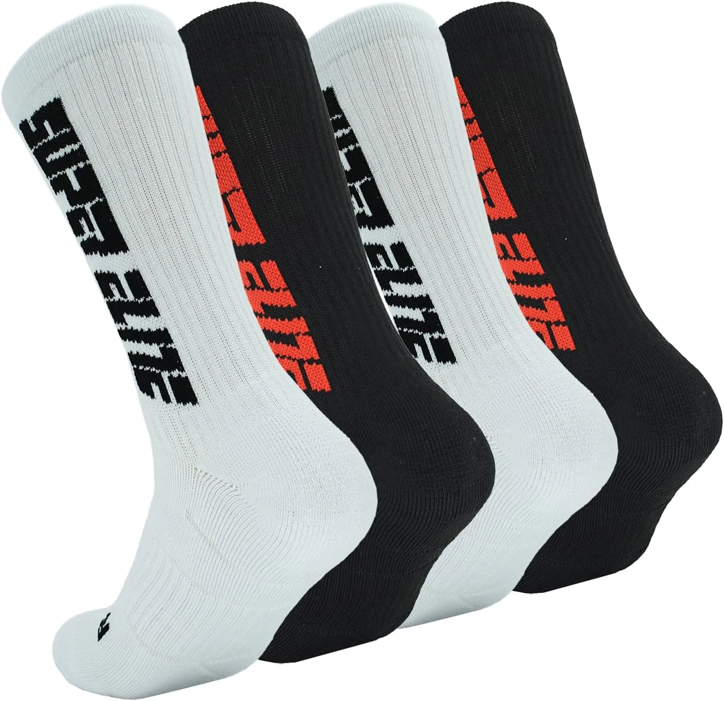 4Pairs Elite Basketball Socks Cushion Athletic Crew Socks Thick Performance Sport Soccer Towel Socks 7-12