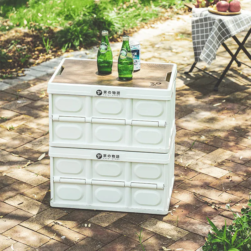 Collapsible Storage Box With Wood lid