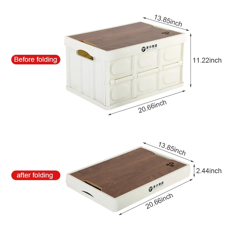 Collapsible Storage Box With Wood lid