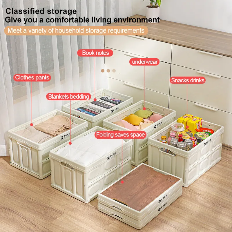 Collapsible Storage Box With Wood lid