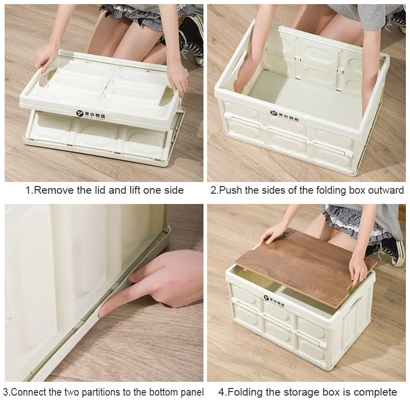 Collapsible Storage Box With Wood lid