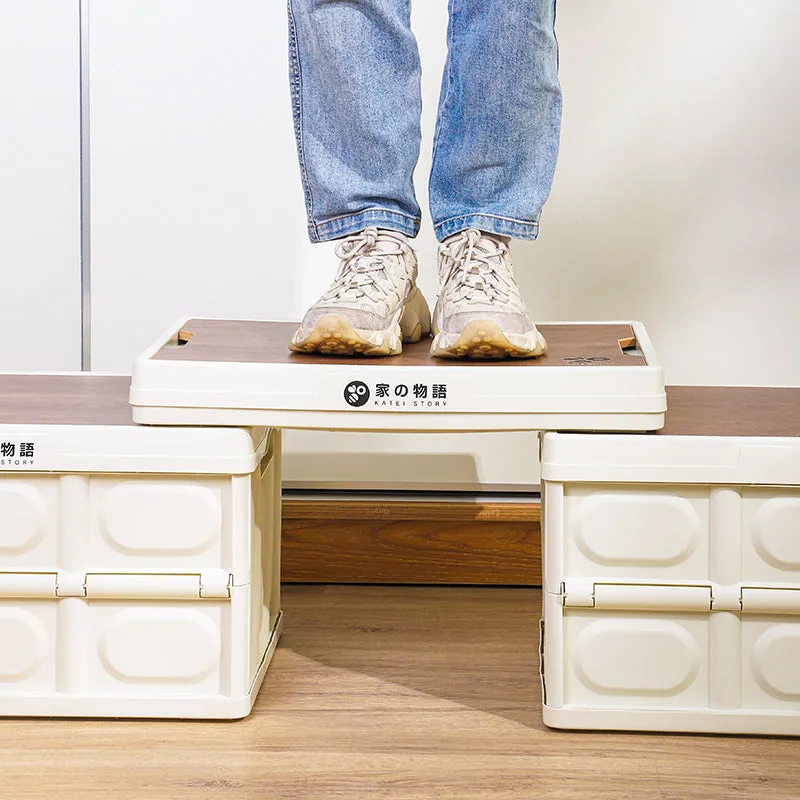 Collapsible Storage Box With Wood lid