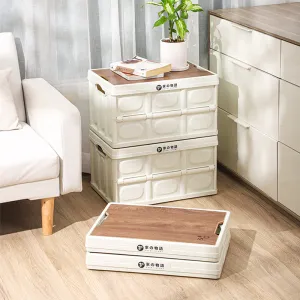 Collapsible Storage Box With Wood lid
