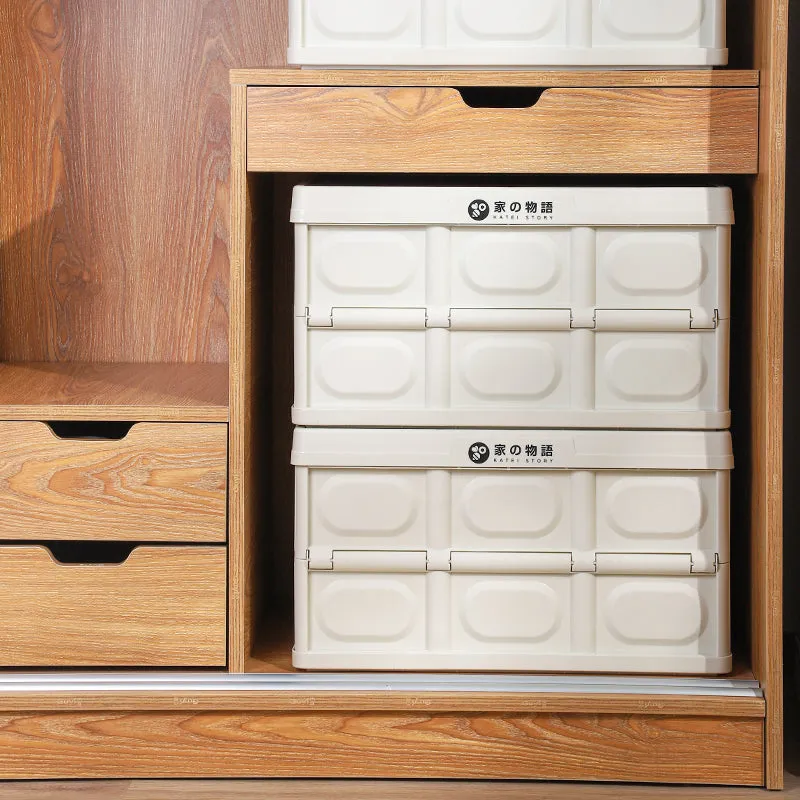 Collapsible Storage Box With Wood lid