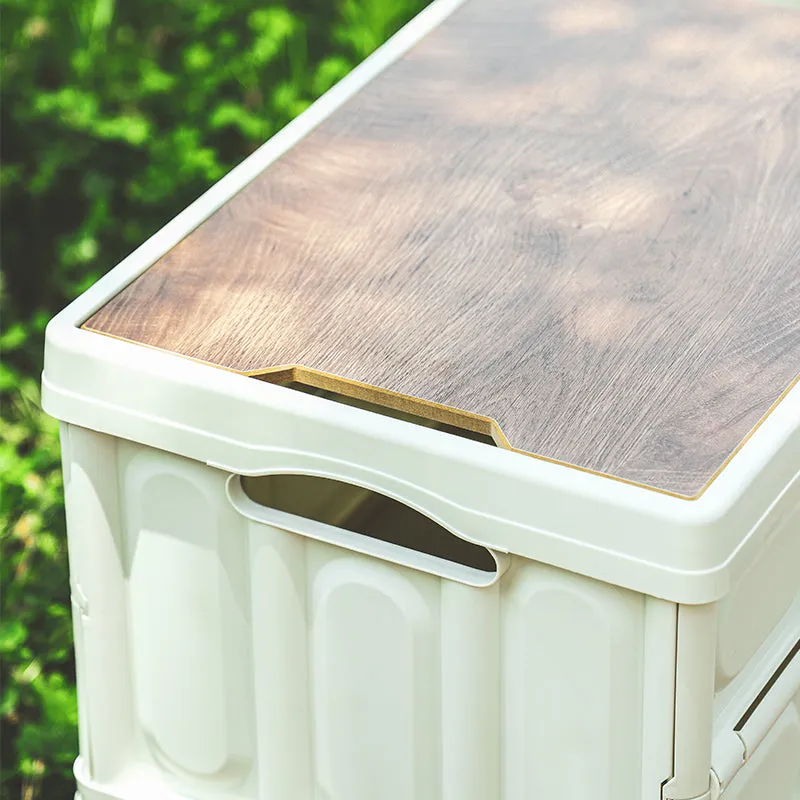 Collapsible Storage Box With Wood lid
