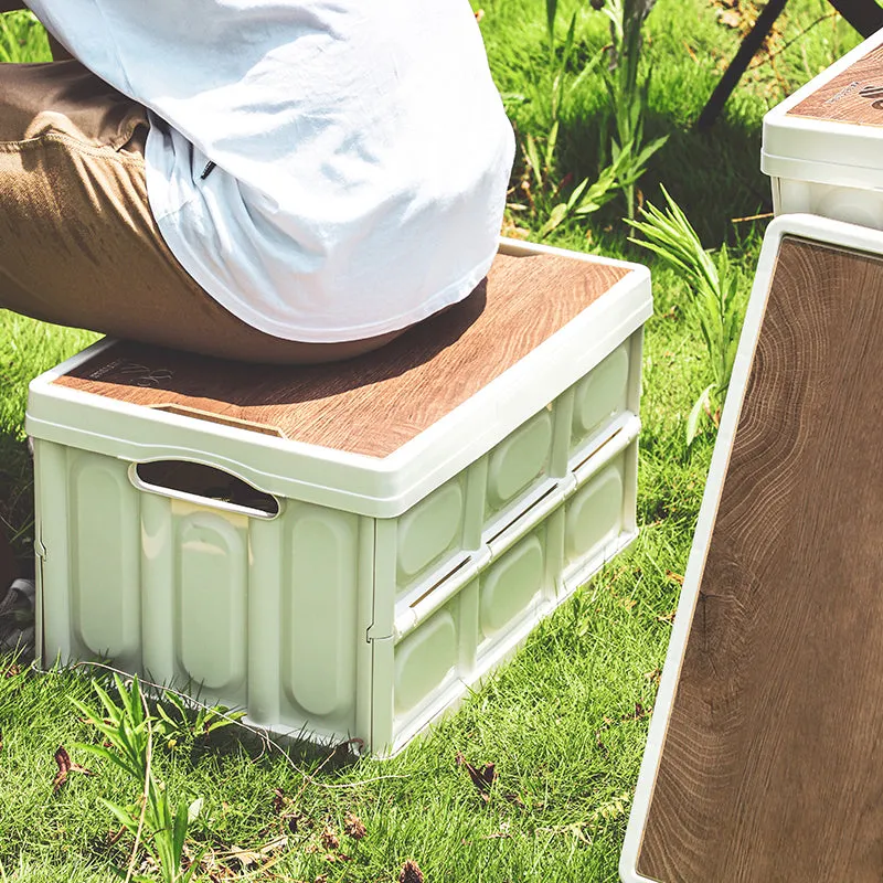 Collapsible Storage Box With Wood lid