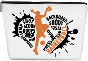 Funny Basketball Gifts Basketball Accessories Stuff Makeup Bag, Basketball Lover Gifts Cosmetic Bag for Women Girls Sport Fans Team Players Coach Leader Birthday Christmas Appreciation Gifts