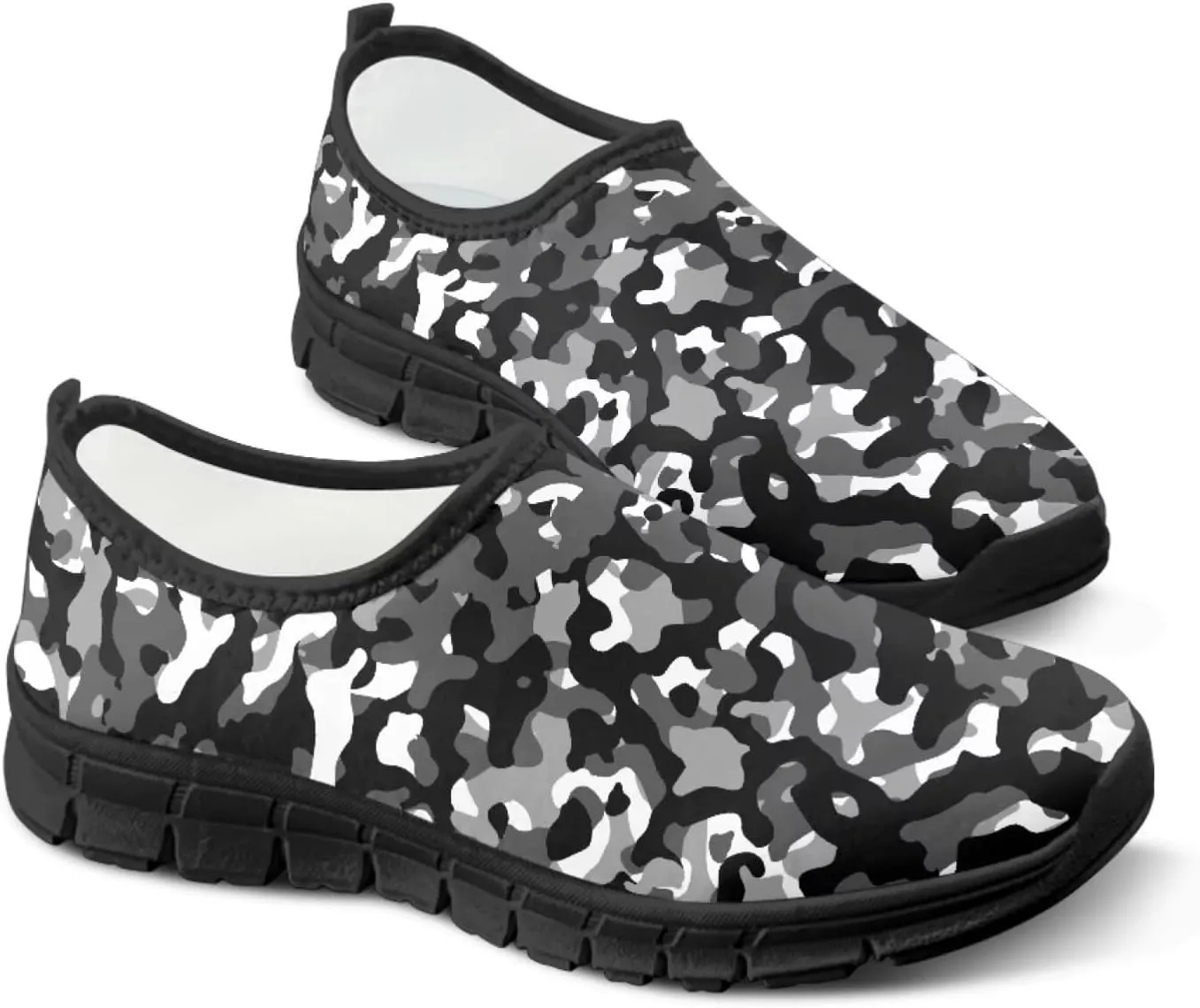 Howilath Camo Print Slip on Loafers for Women Anti-Skid Running Sneakers Fashion Trekking Shoes for Travel Camping