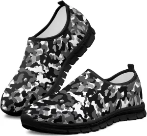 Howilath Camo Print Slip on Loafers for Women Anti-Skid Running Sneakers Fashion Trekking Shoes for Travel Camping