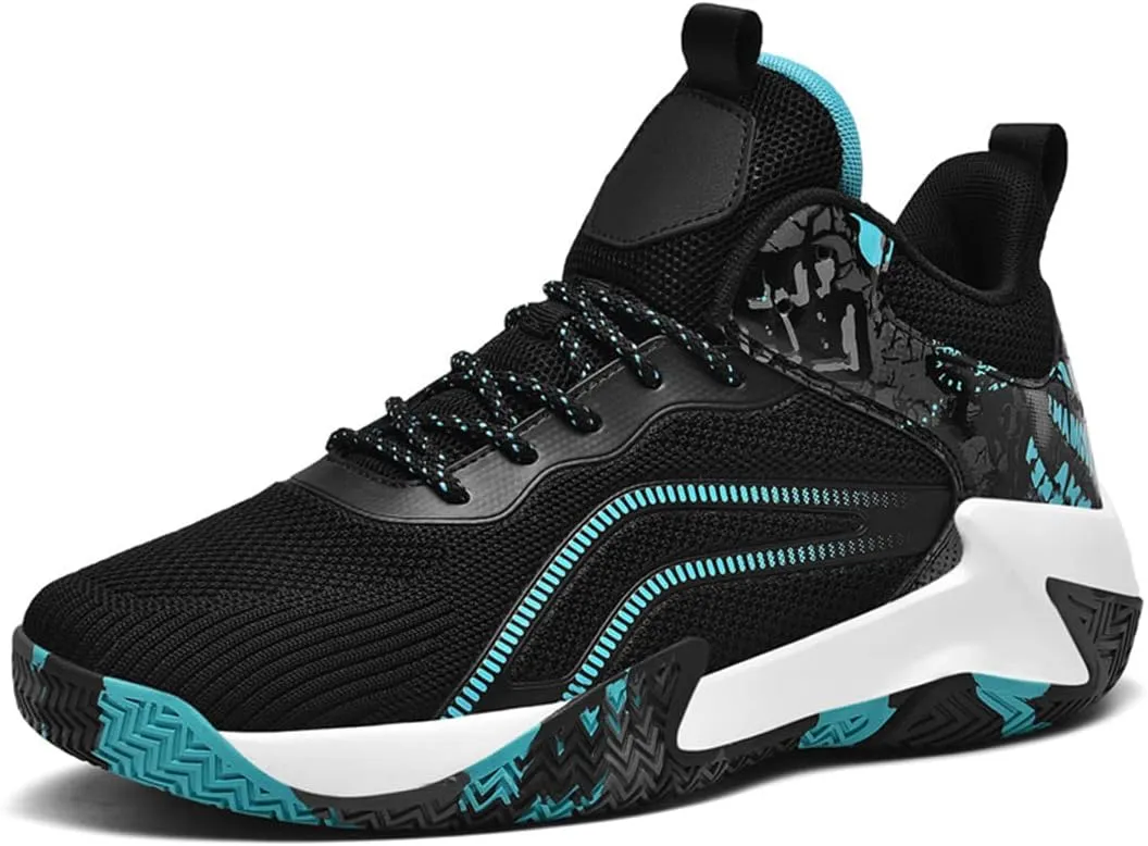 Mens Basketball Trainers, Non-Slip Big Size Basketball Fitness Sneakers Lightweight Running Walking Shoes for Men