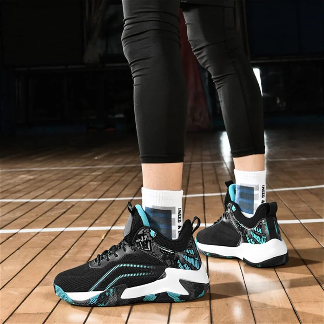 Mens Basketball Trainers, Non-Slip Big Size Basketball Fitness Sneakers Lightweight Running Walking Shoes for Men