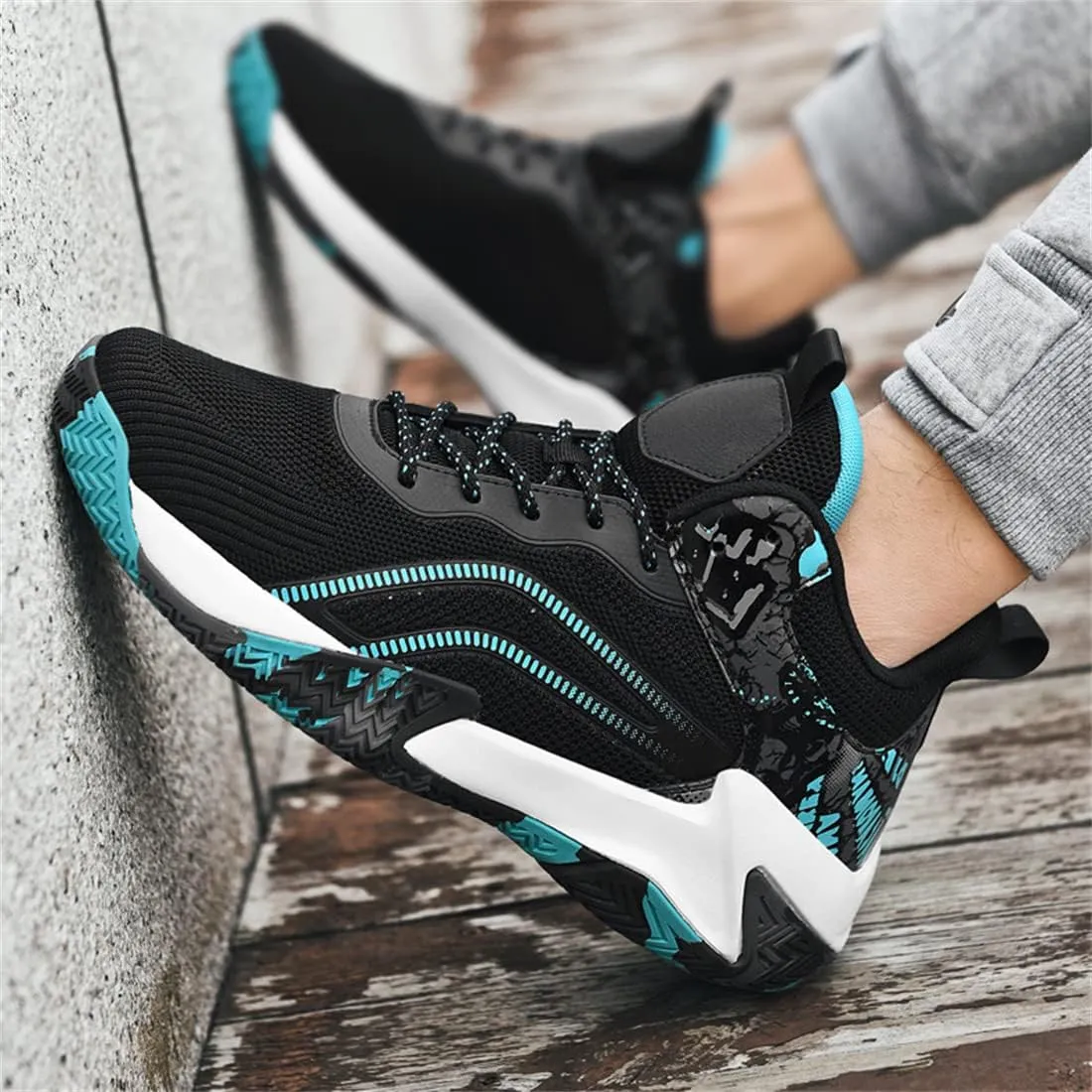 Mens Basketball Trainers, Non-Slip Big Size Basketball Fitness Sneakers Lightweight Running Walking Shoes for Men