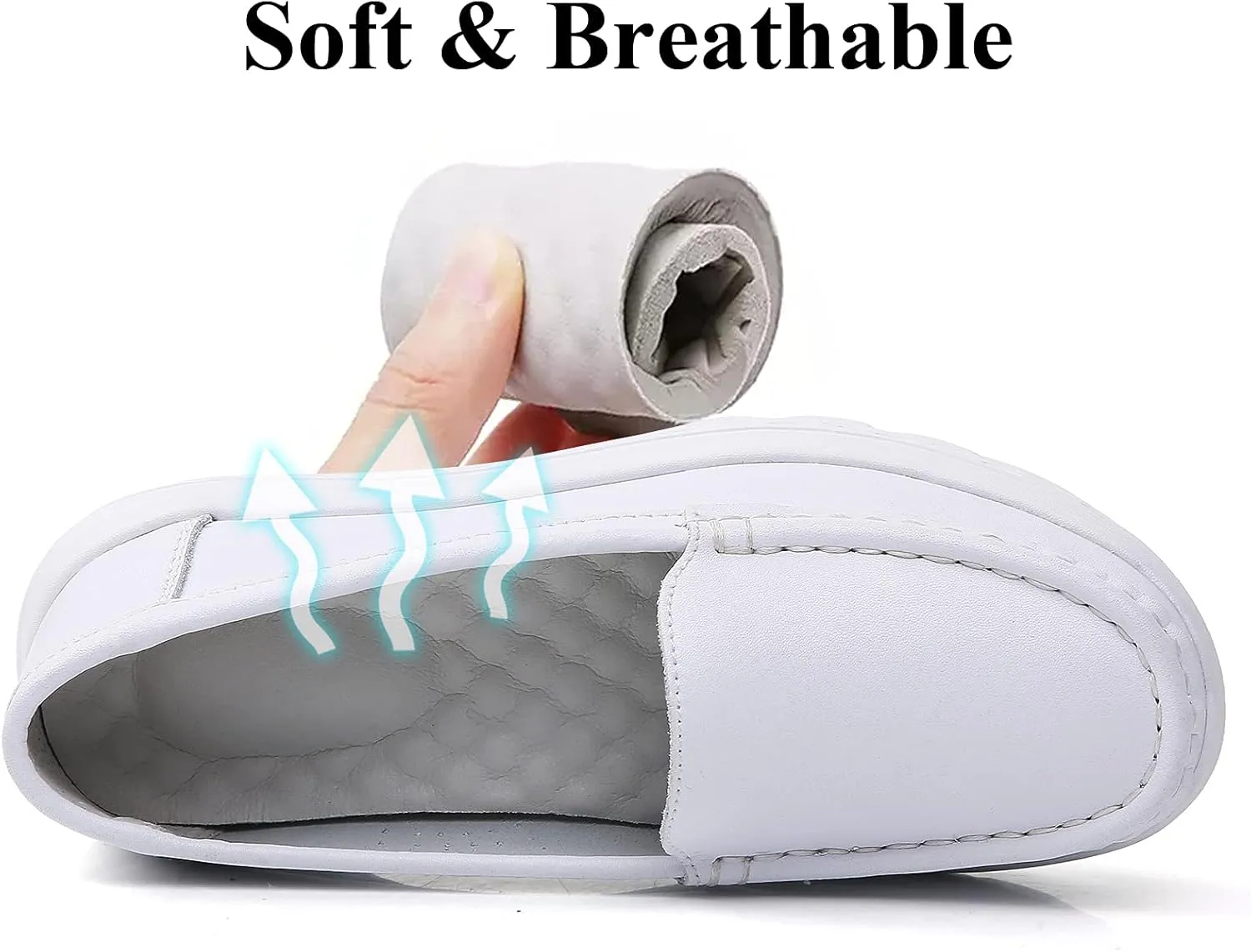 Nurse Shoes Women Nursing Work Healthcare Slip Resistant Breathable Restaurant Food Service Lightweight Leather Loafers