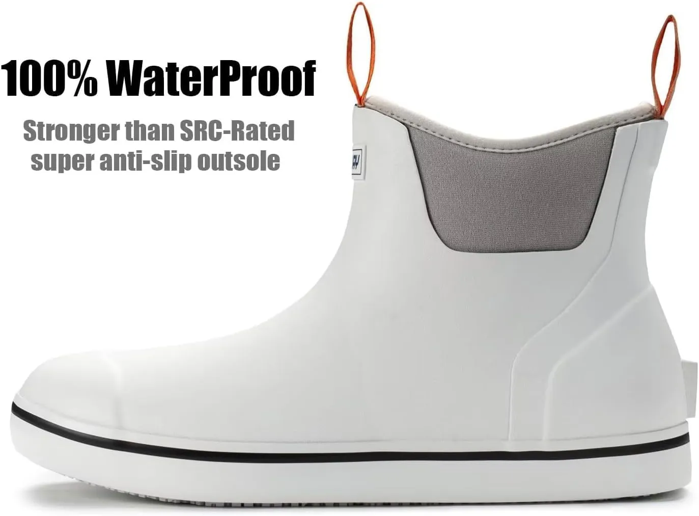 SUREWAY Men's Ankle Fishing Deck Boots for Men-Waterproof,Professional Non-Slip Soles for Wet Slippery Surface,Neoprene Rubber Rain Boot/Shoes for Hunting Boating Gardening