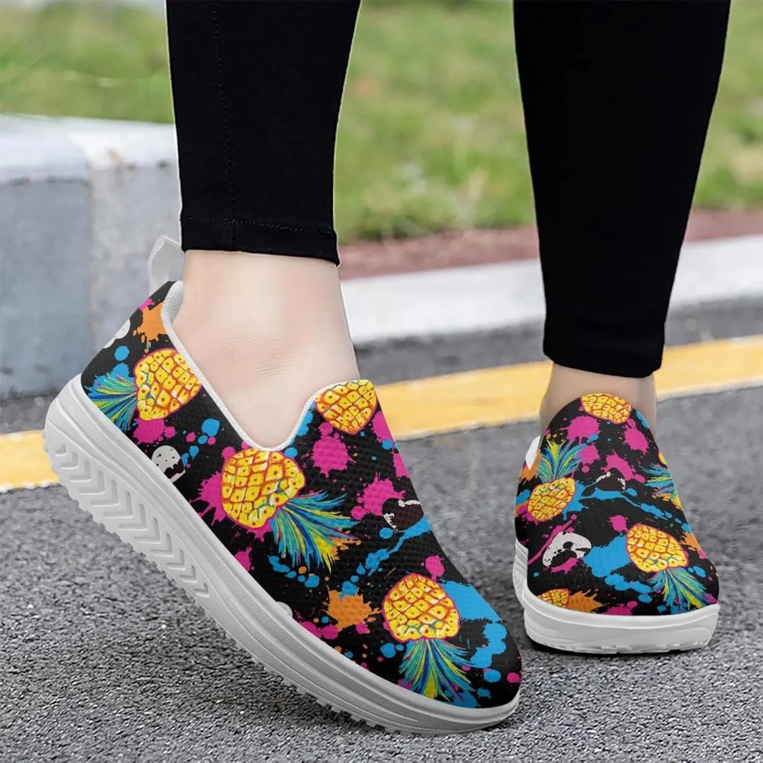 Women Slip-on Platform Loafers Casual Comfortable Loafer Shoes Slip Resistant Walking Sneaker